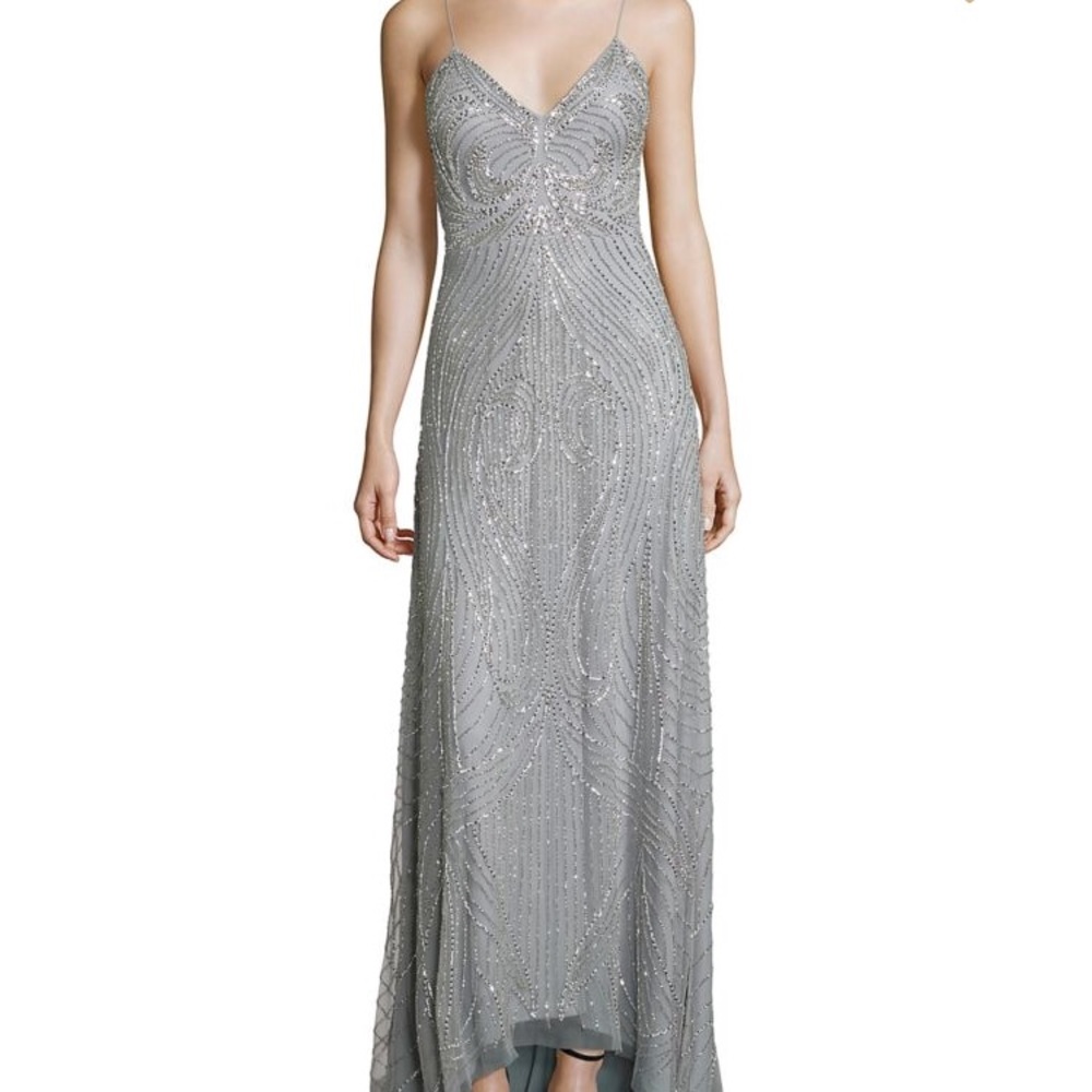 Beaded Spaghetti Strapped Gown